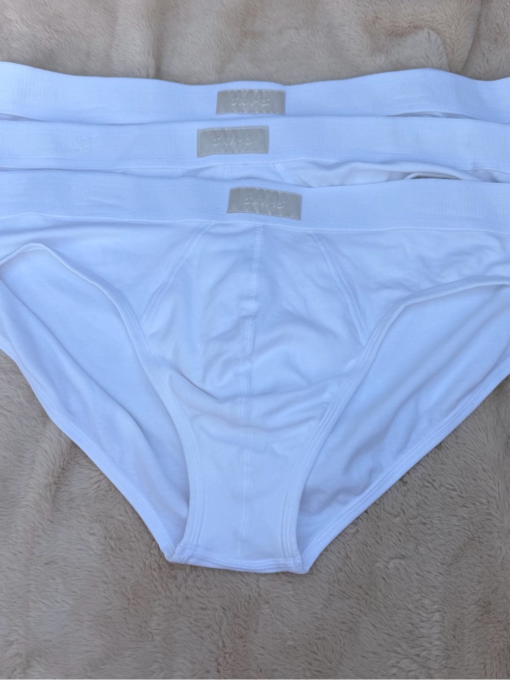 New SKIMS White Men's Cotton Briefs - 3-Pack Size 2X